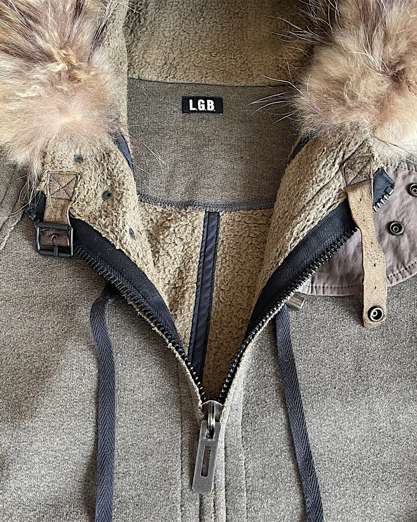 L.G.B. Raccoon Fur Hoodie Parka Sweatshirt