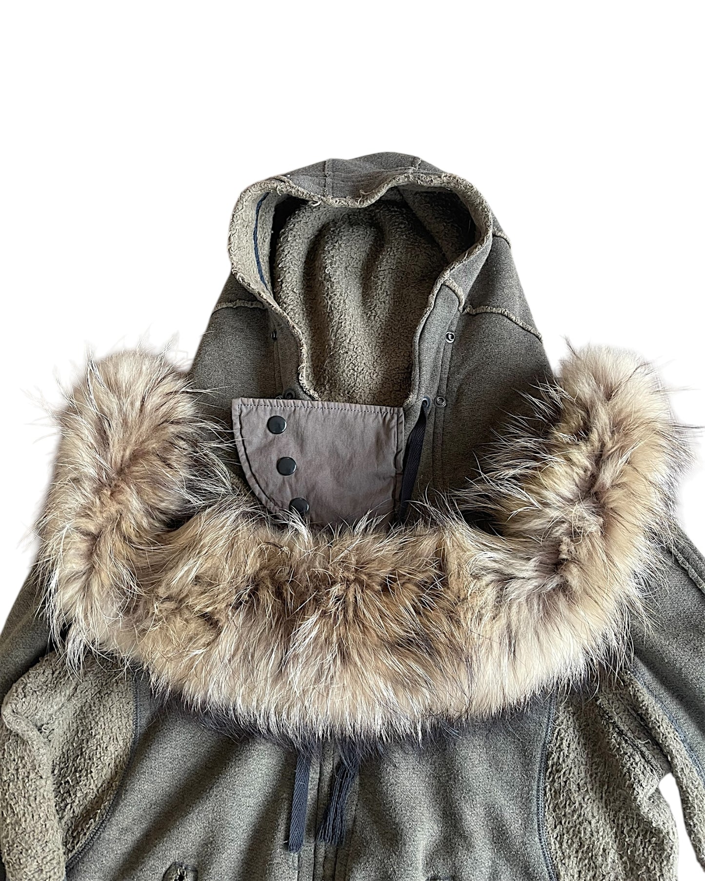 L.G.B. Raccoon Fur Parka Hoodie Sweatshirt