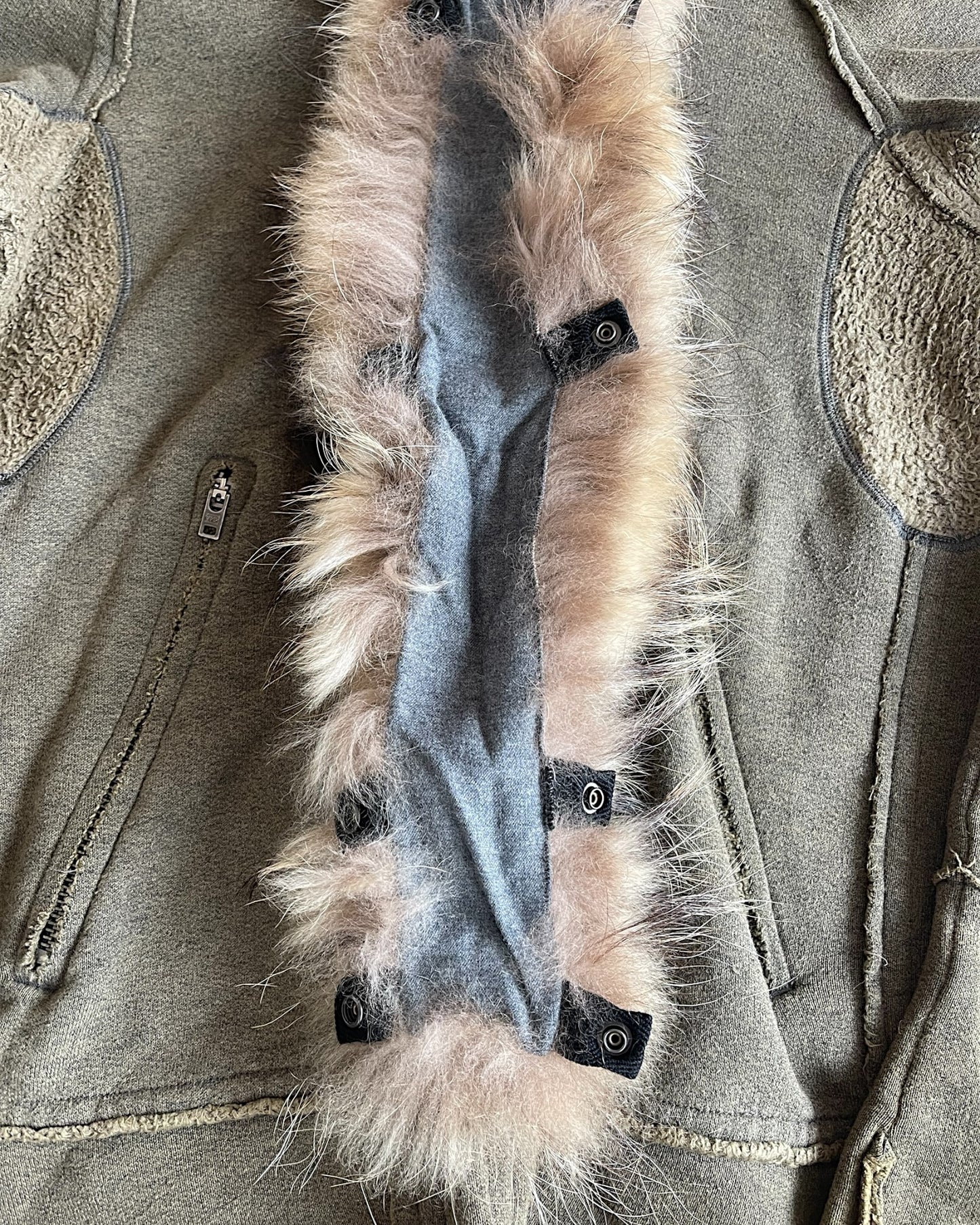 L.G.B. Raccoon Fur Parka Hoodie Sweatshirt