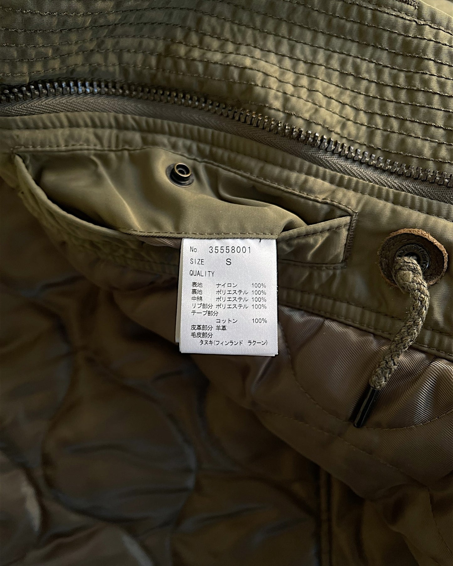 GOA Raccoon Fur Hood Quilted Military Parka Jacket
