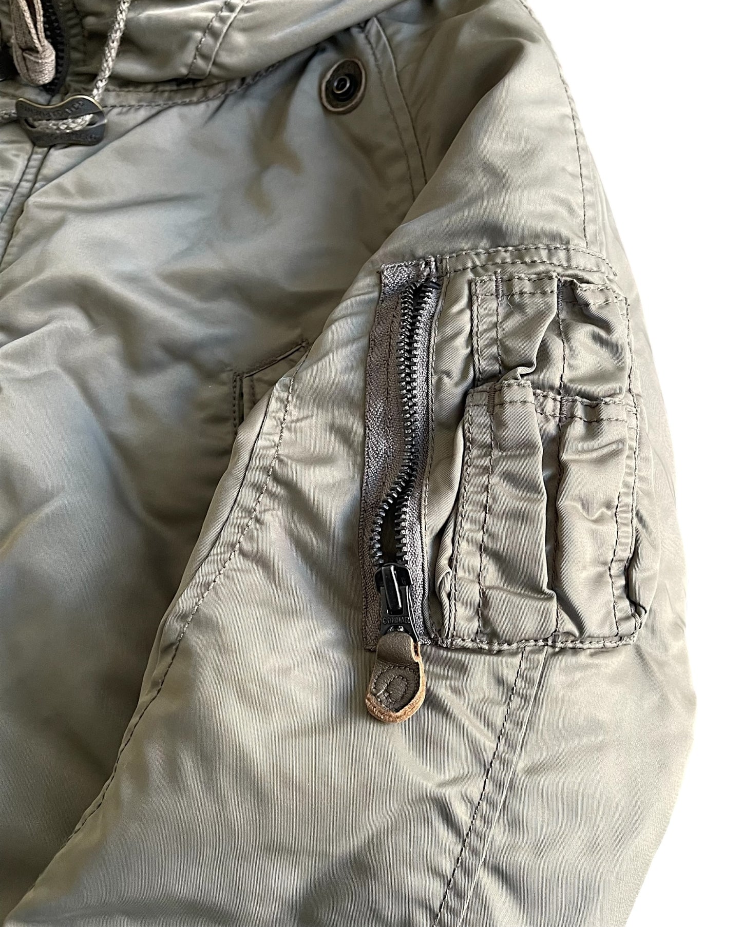 GOA Raccoon Fur Hood Quilted Military Parka Jacket