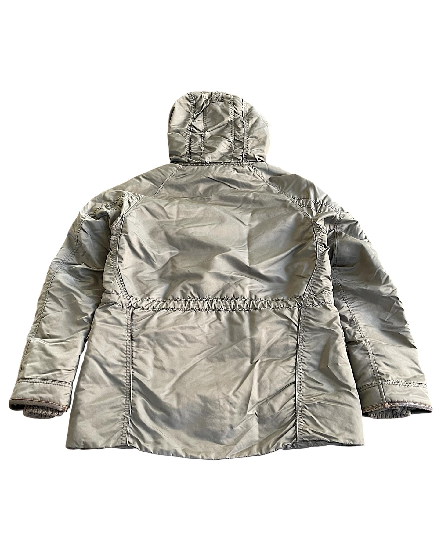 GOA Raccoon Fur Hood Quilted Military Parka Jacket