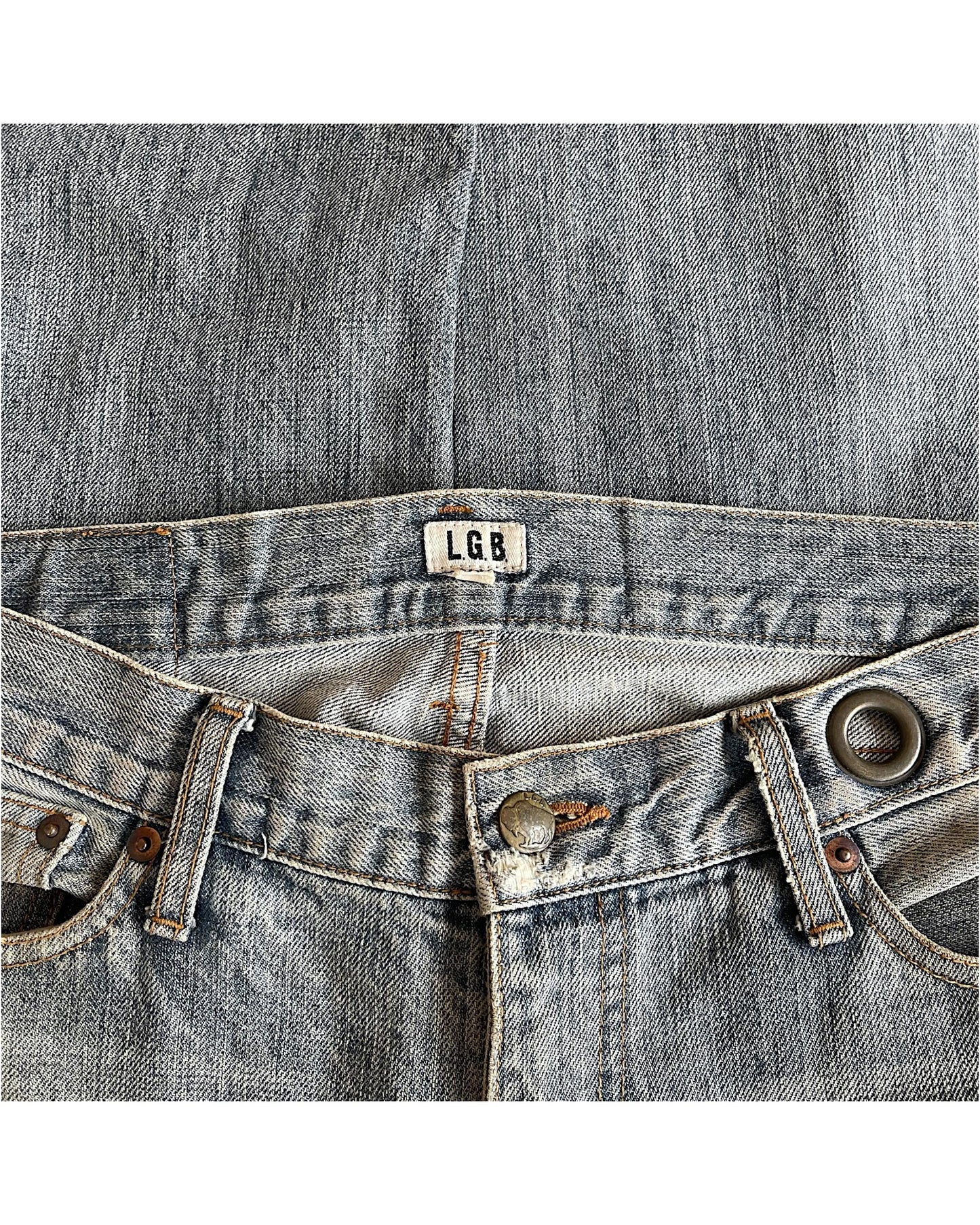 L.G.B. 00s Oil Spill Dirt Wash Flare Wolf Denim Jeans
