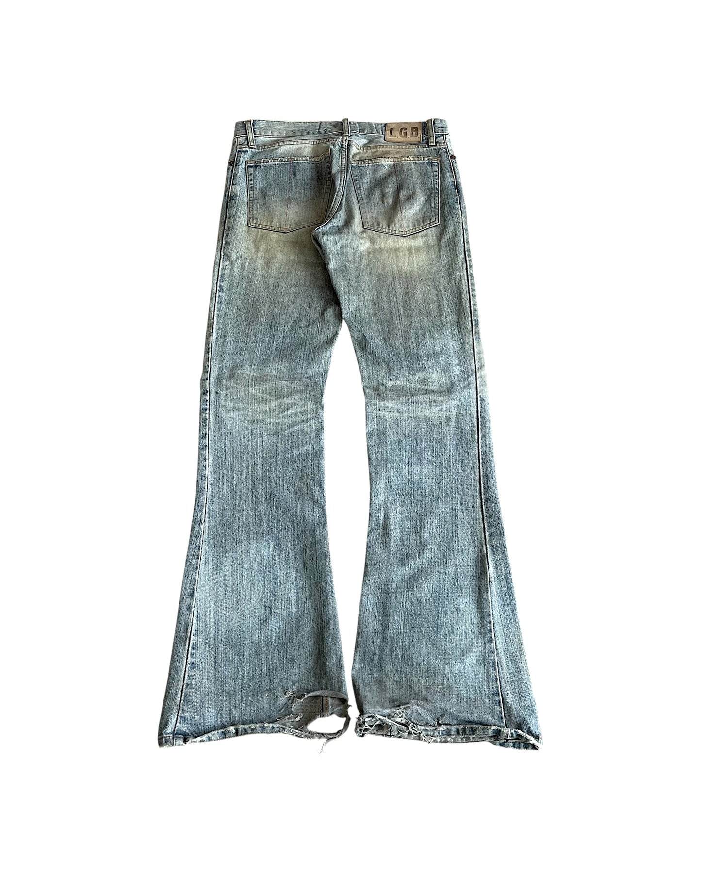 L.G.B. 00s Oil Spill Dirt Wash Flare Wolf Denim Jeans