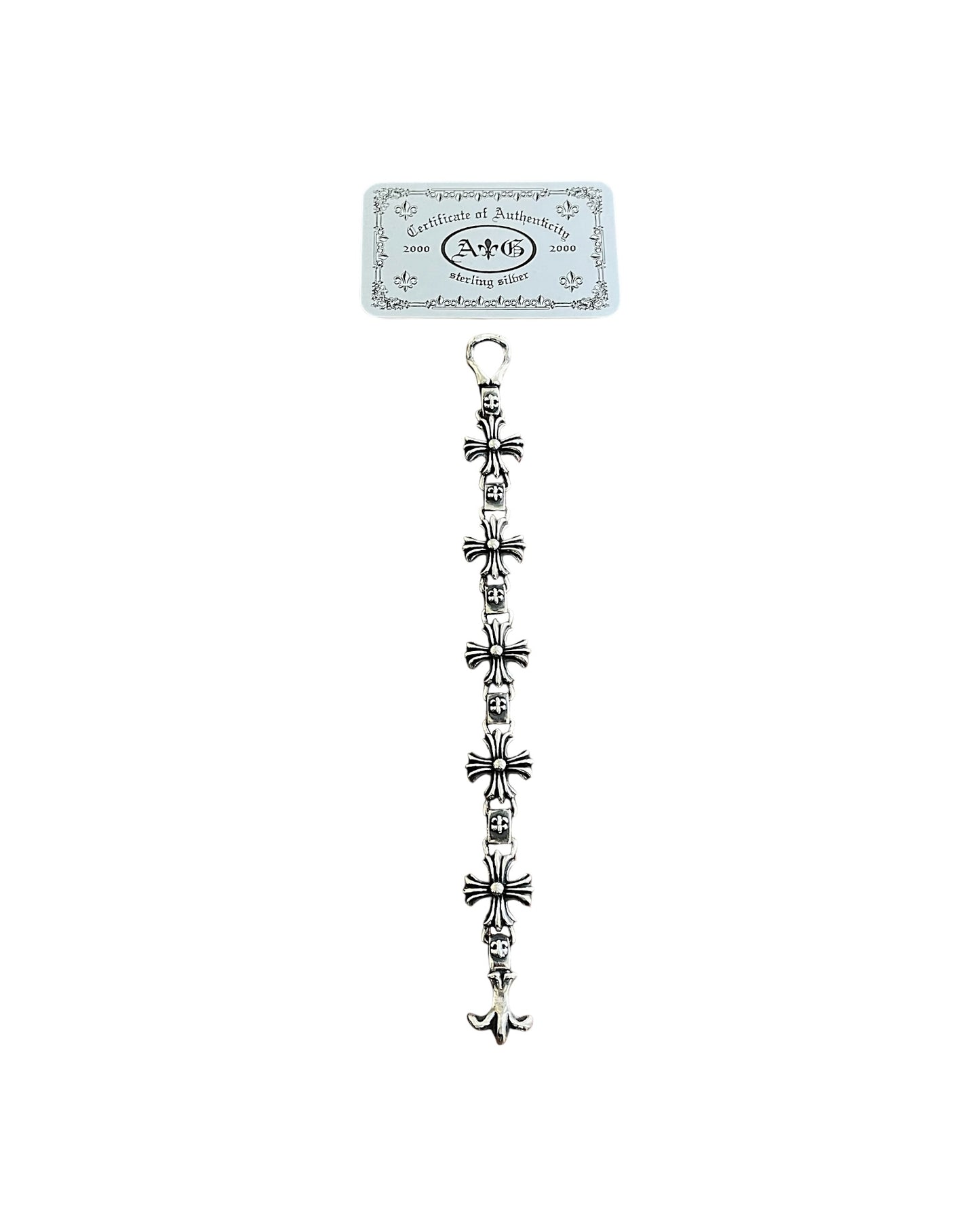 A&G Rock .925 Sterling Silver Cross Link Fleur De Lis Bracelet