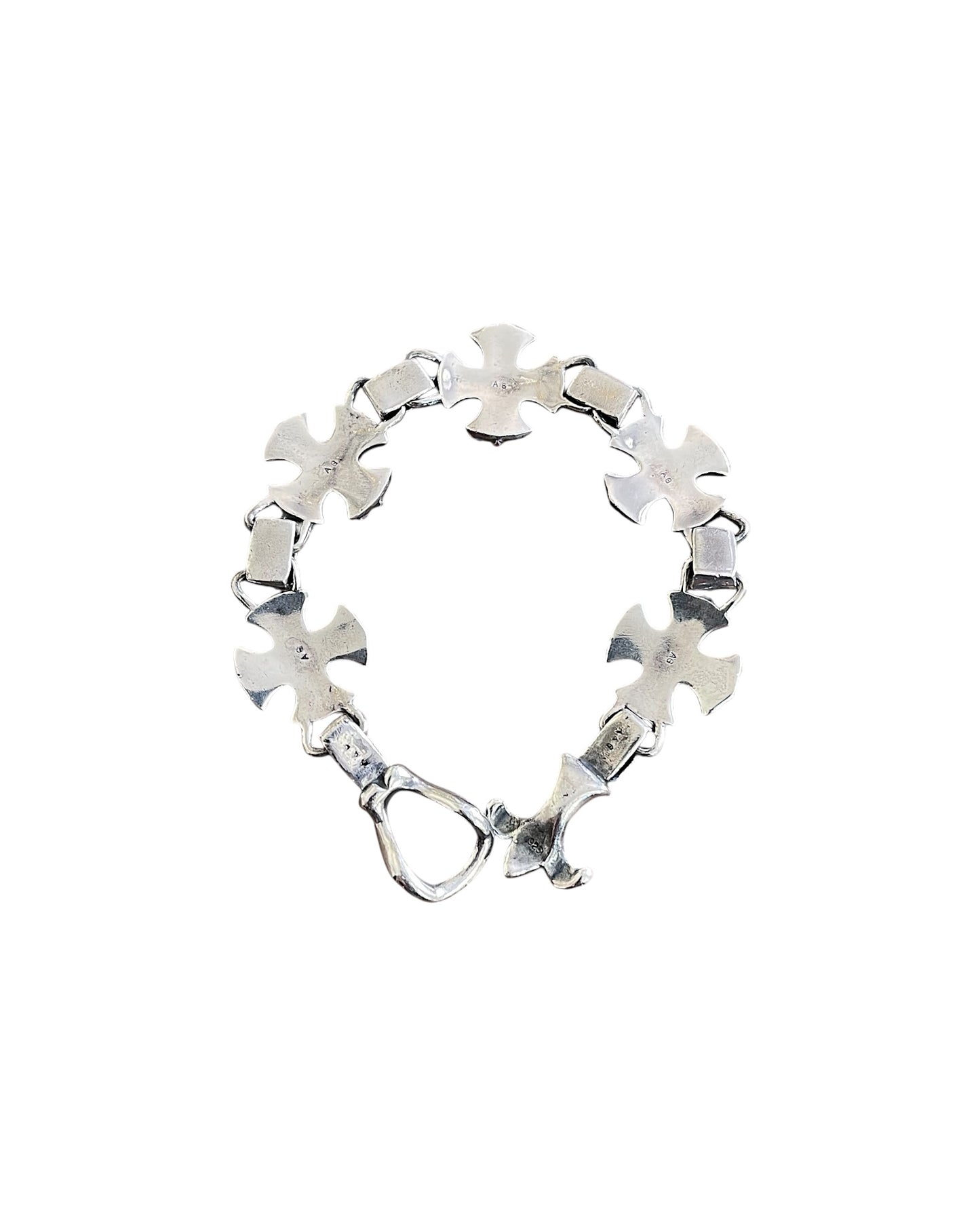 A&G Rock .925 Sterling Silver Cross Link Fleur De Lis Bracelet
