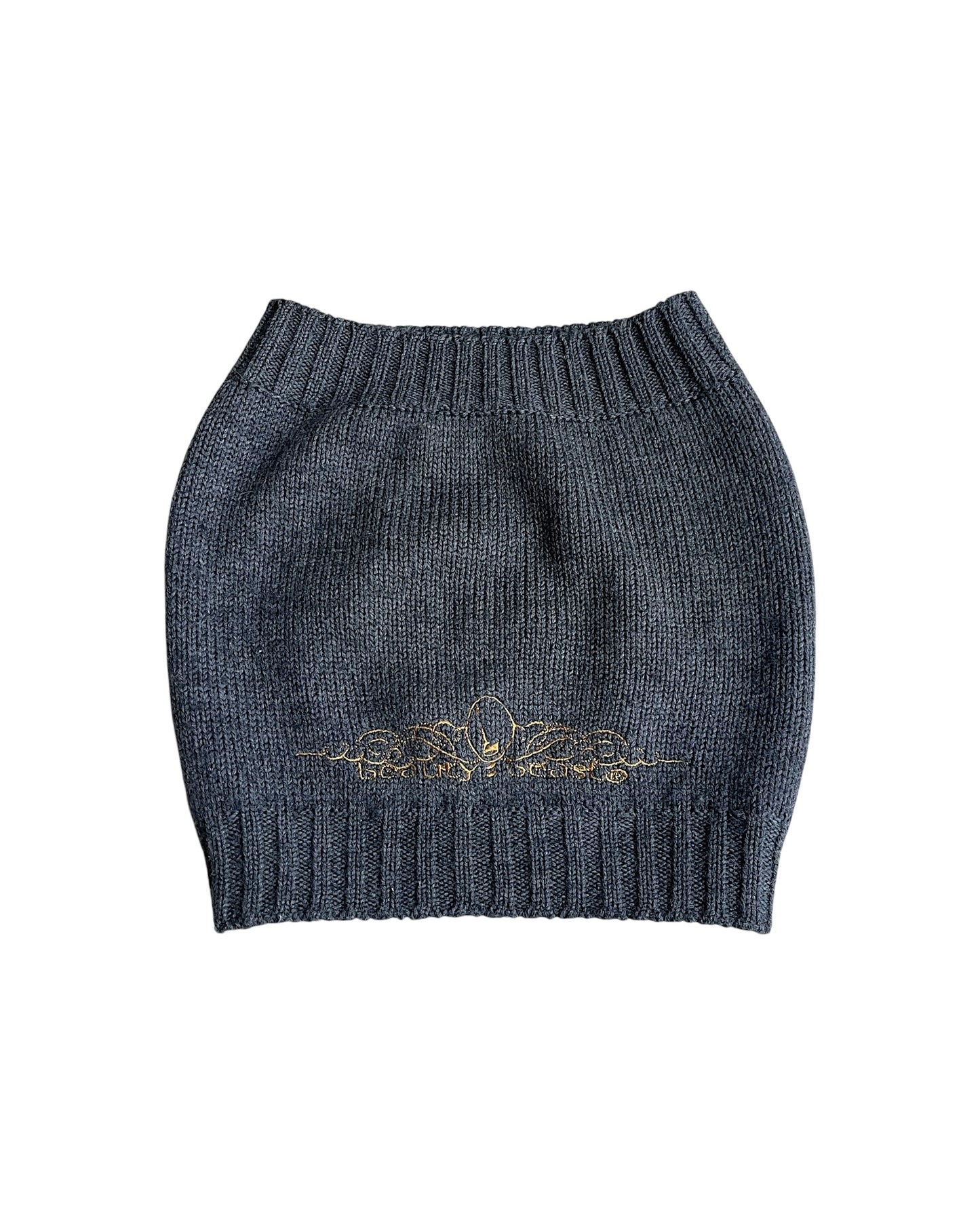Beauty:Beast 2000s Embroidery Logo Open Top Wool Knit Hat