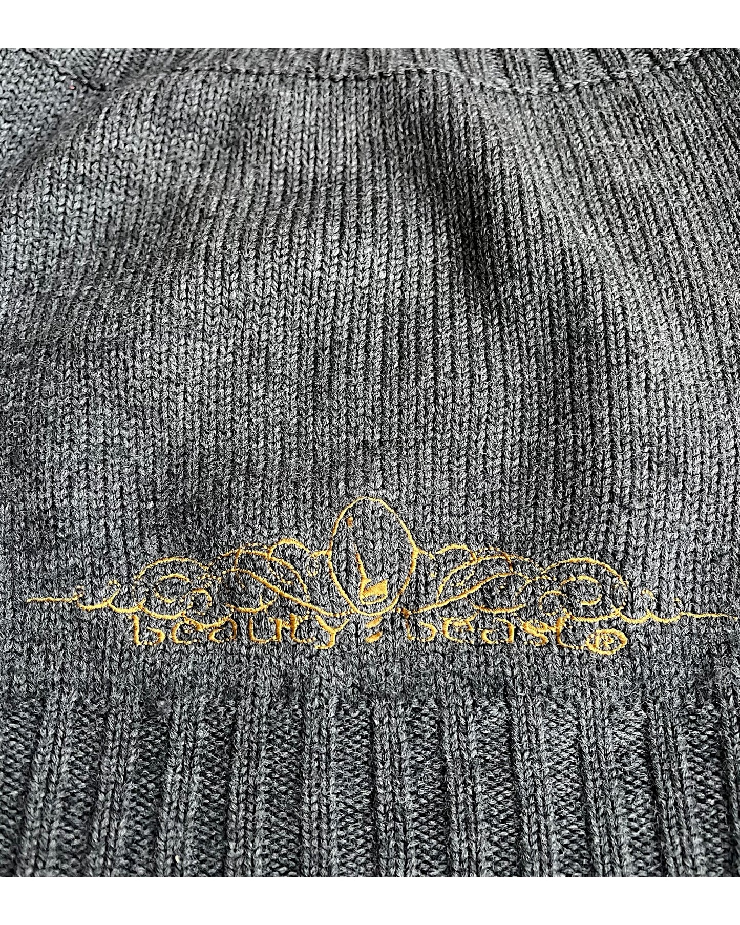 Beauty:Beast 2000s Embroidery Logo Open Top Wool Knit Hat