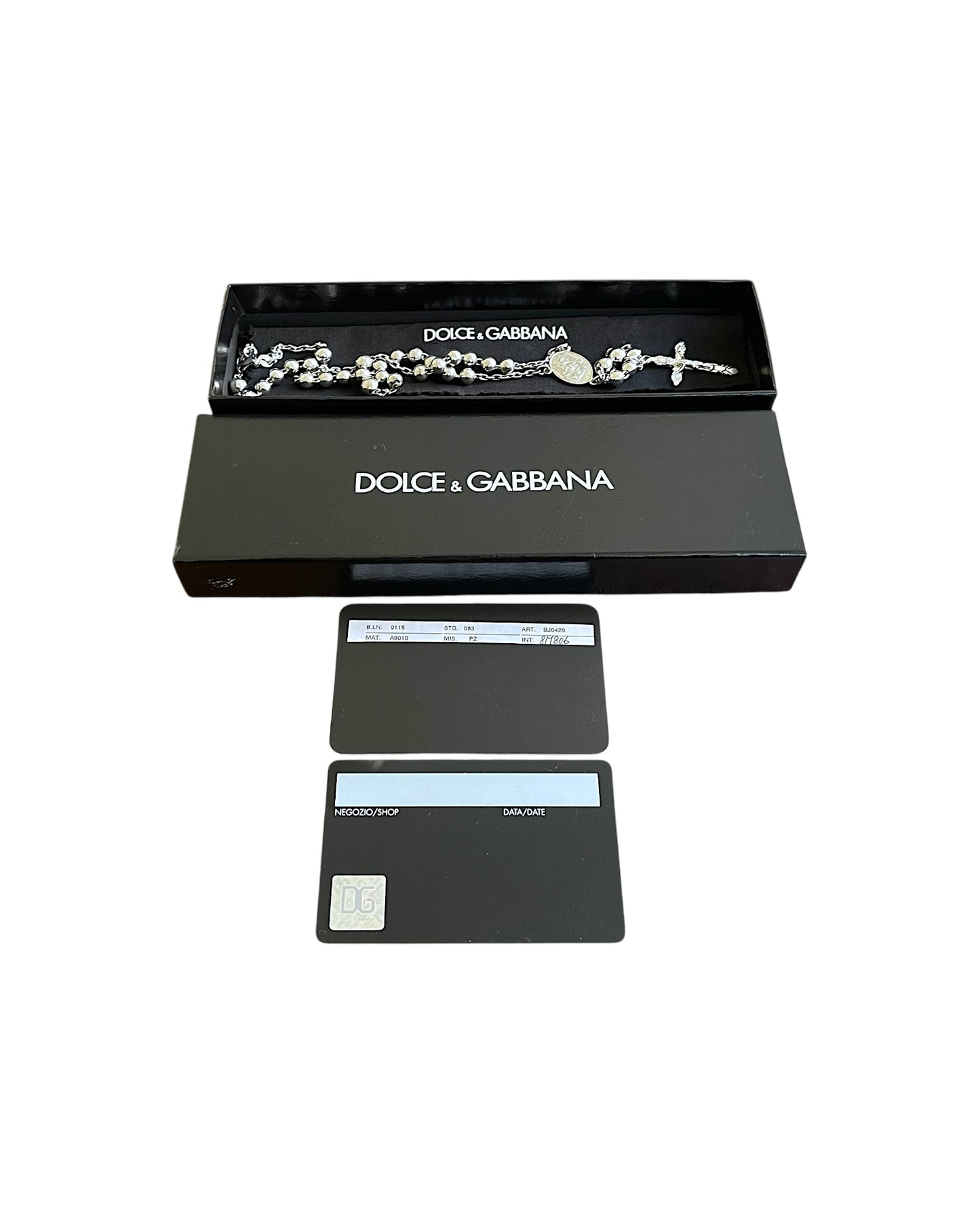 Dolce & Gabbana .925 Sterling Silver Cross Rosary Necklace