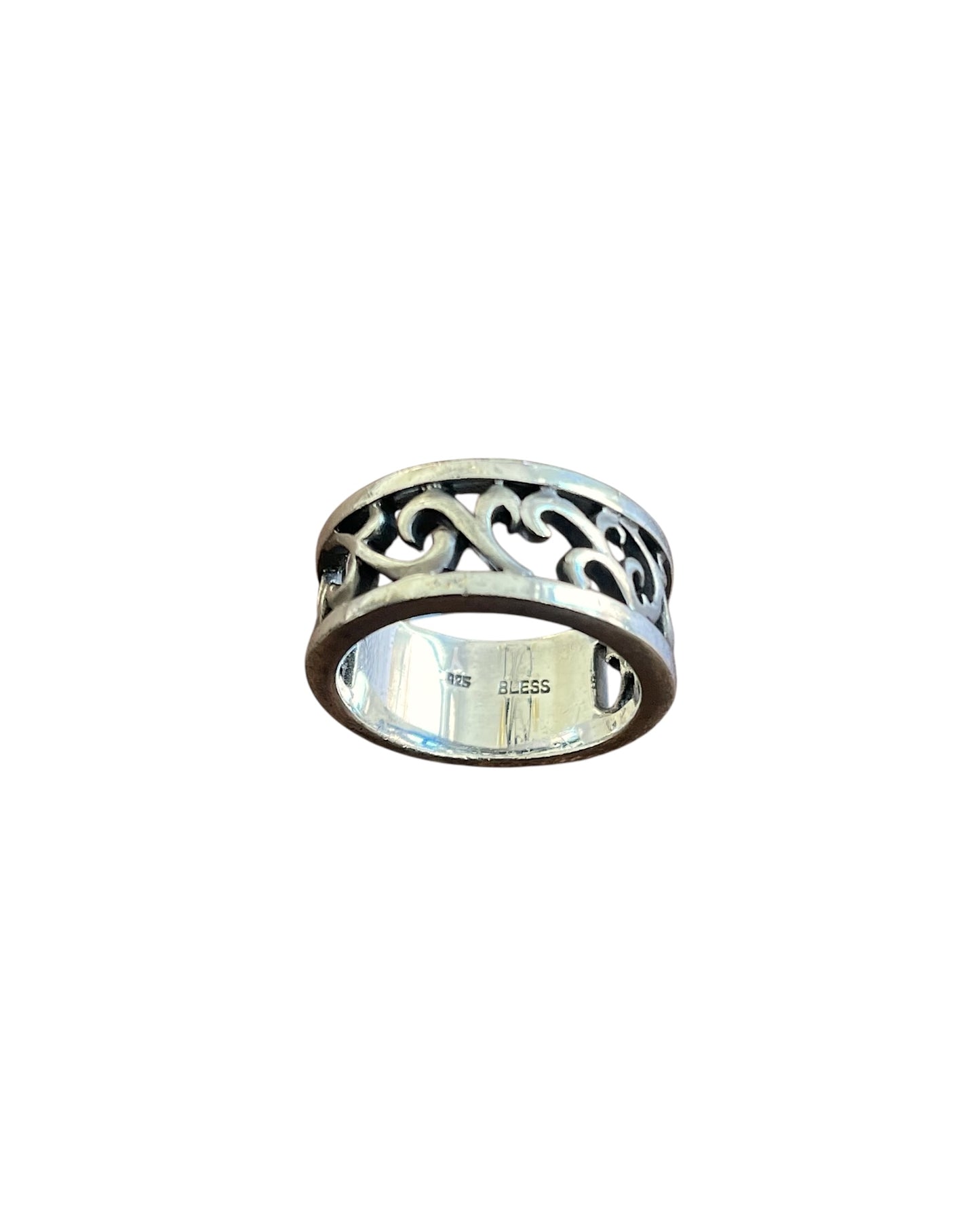 BLESS .925 Sterling Silver Openwork Arabesque Vine Band Ring