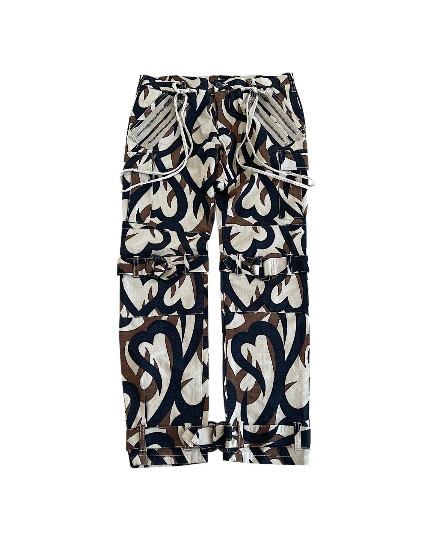 Number (N)ine AW04 'Give Peace A Chance' Heart Camo Cargo Bondage Pants