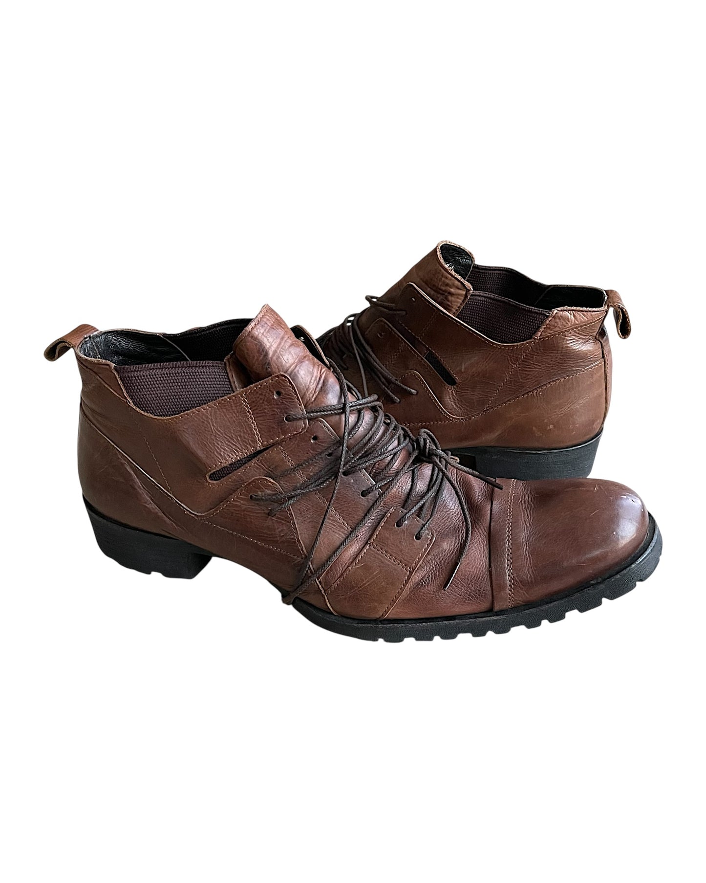 Alfredo Bannister Layered Multi-Lace Leather Derby Boots