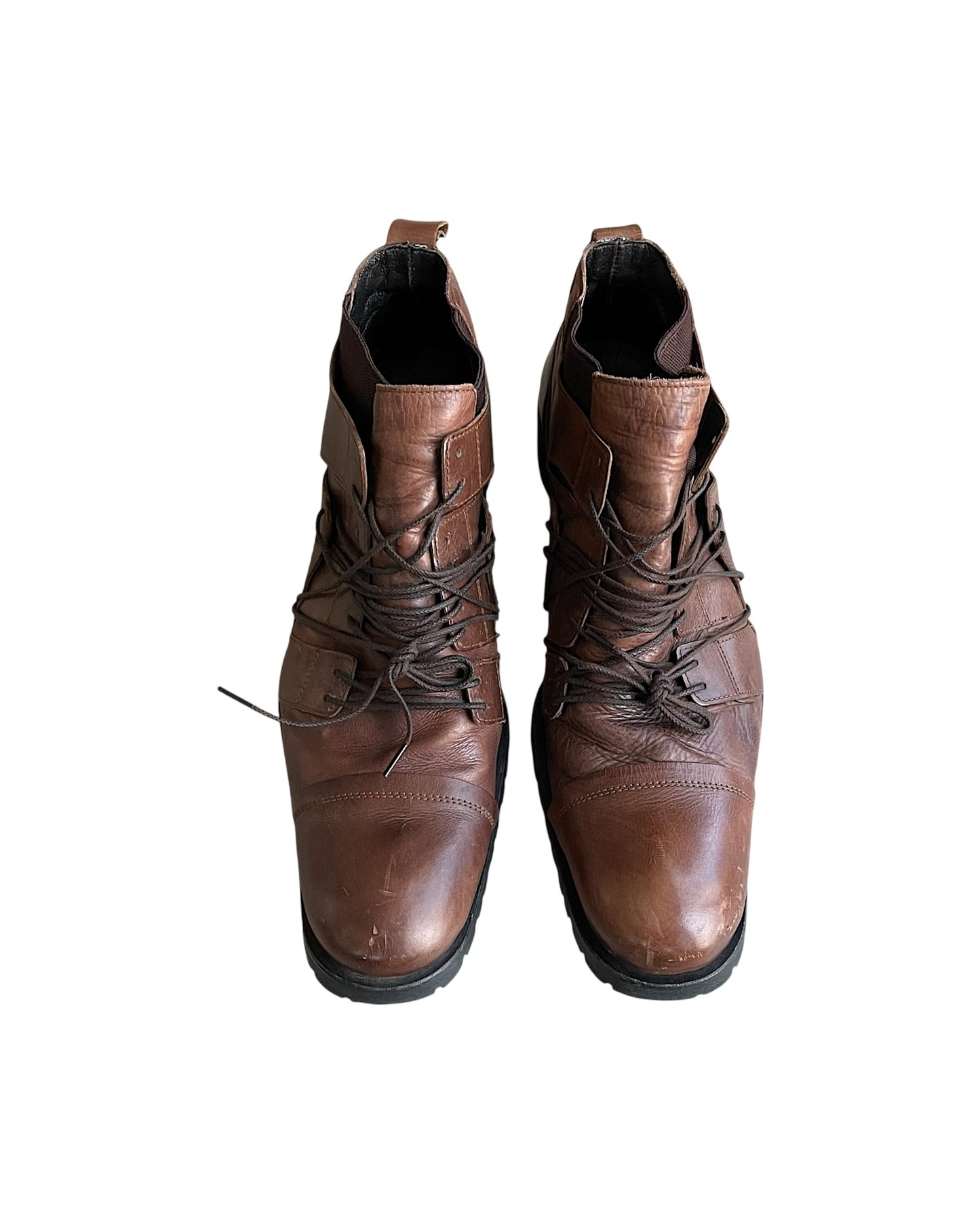 Alfredo Bannister Layered Multi-Lace Leather Derby Boots