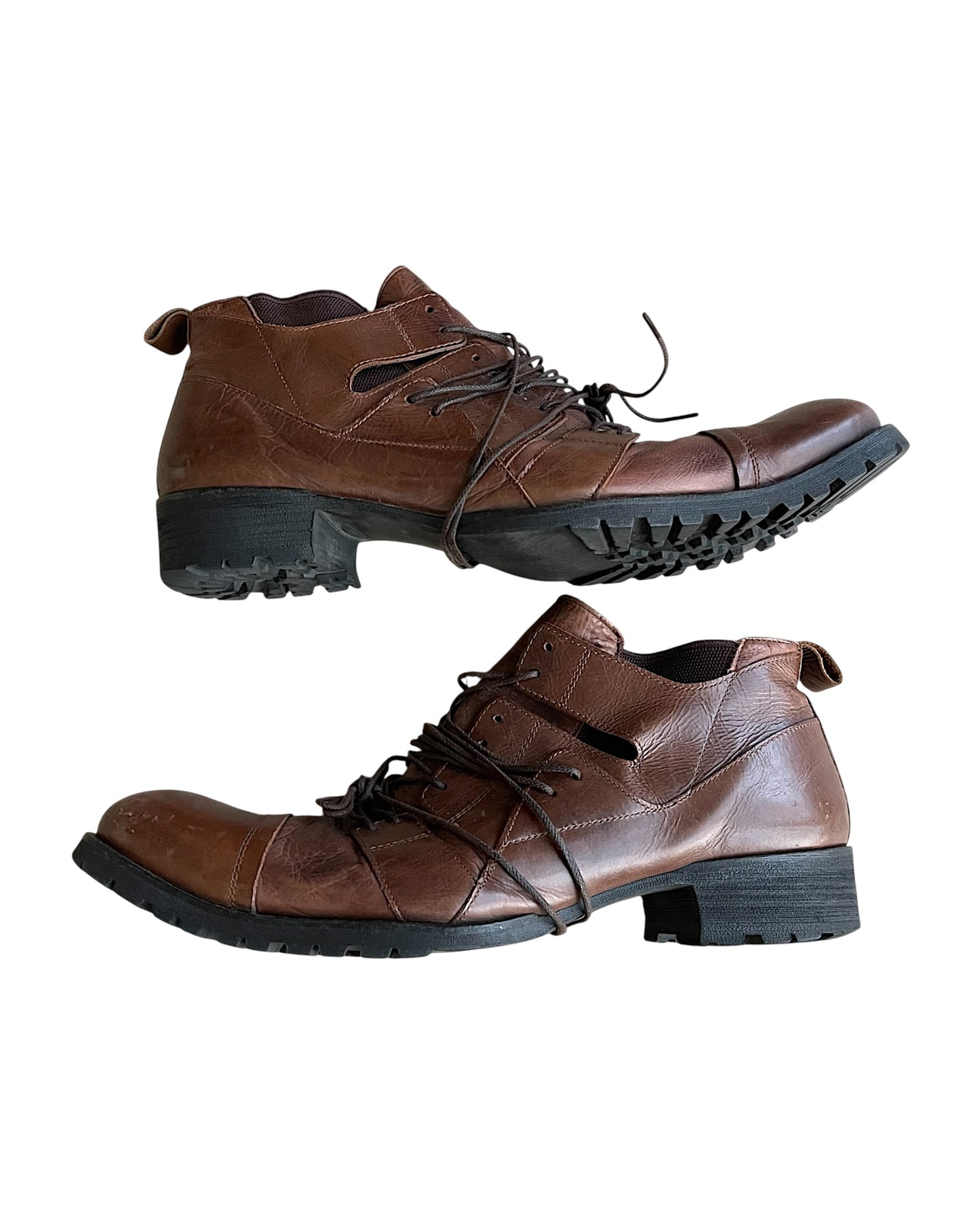 Alfredo Bannister Layered Multi-Lace Leather Derby Boots