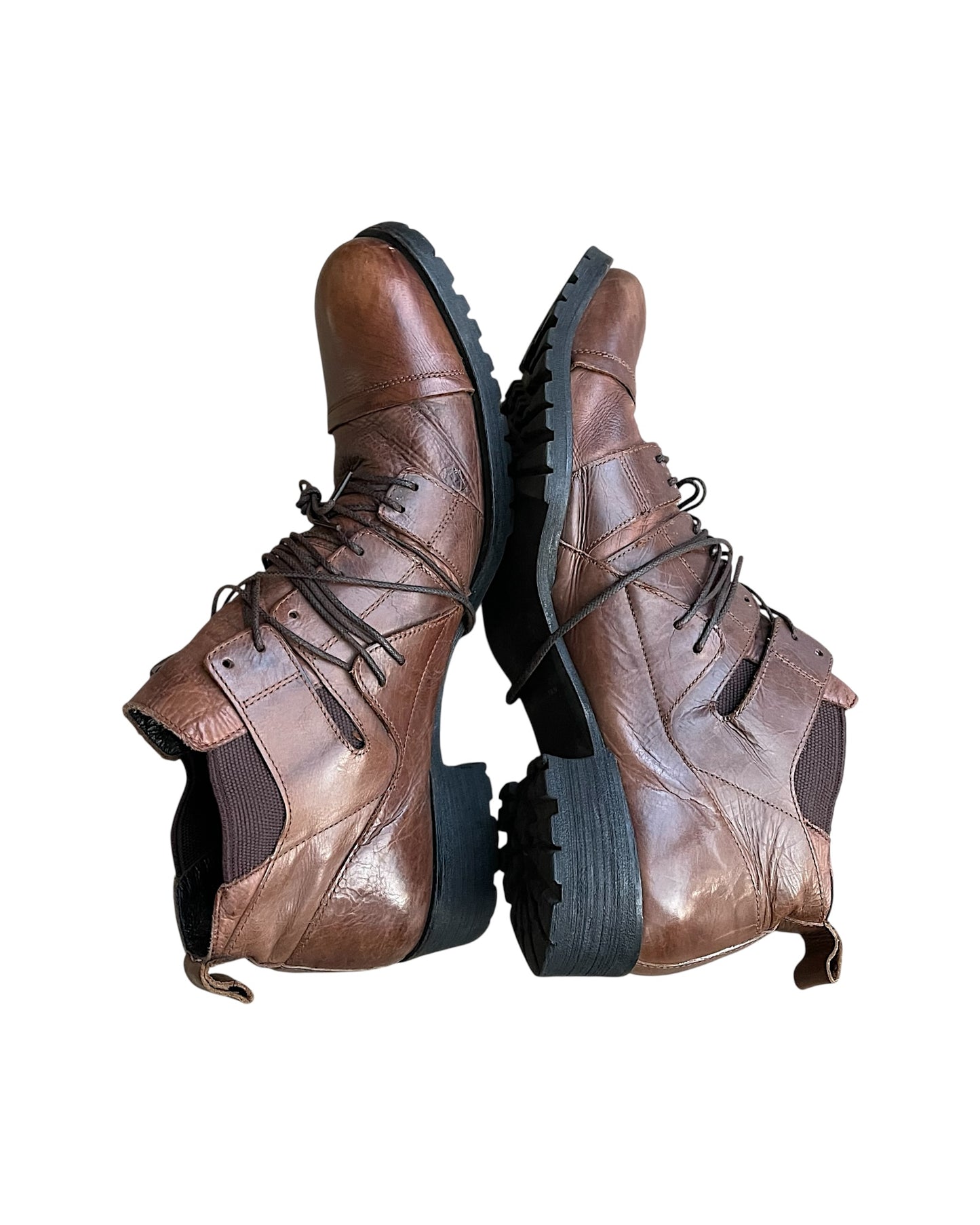 Alfredo Bannister Layered Multi-Lace Leather Derby Boots