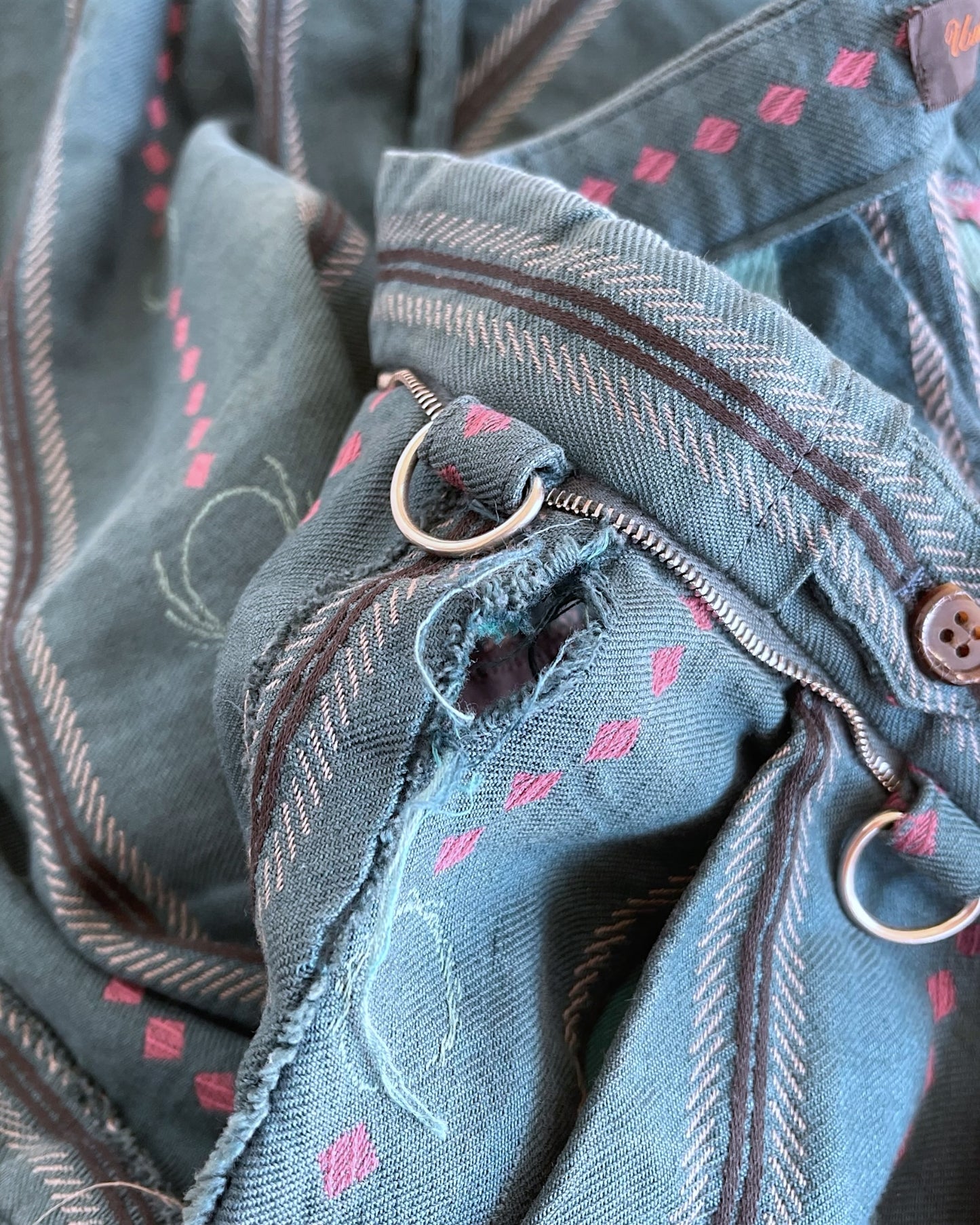 Undercover SS2003 "Scab" Ethnic Tribal Embroidery Pants