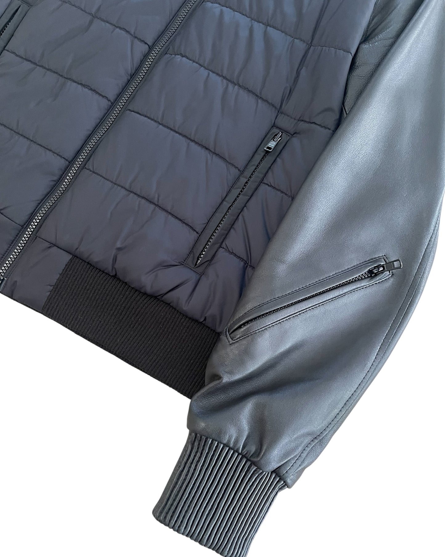 Undercover SS07 "Purple" Nylon Padded Lamb Leather Sleeves Hybrid Jacket