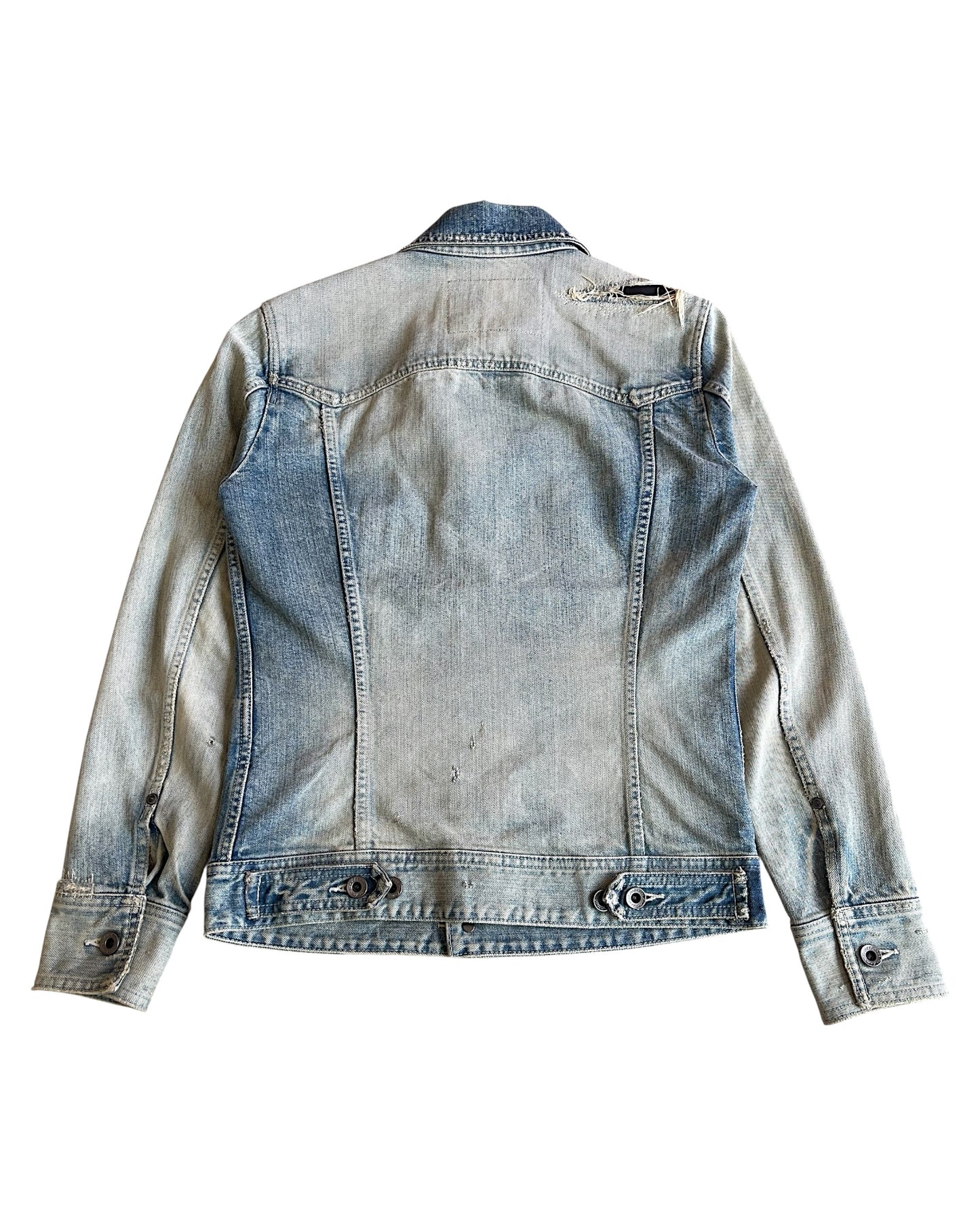 5351 Pour Les Hommes Black Line Distressed Repaired Type 1 Denim Jacket