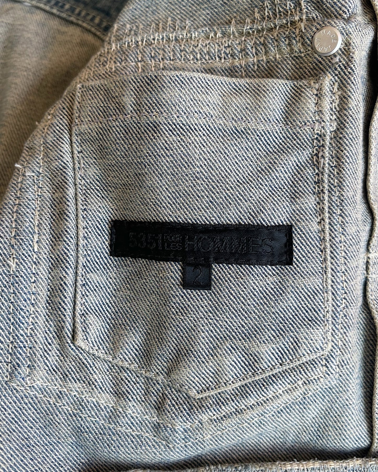 5351 Pour Les Hommes Black Line Distressed Repaired Type 1 Denim Jacket