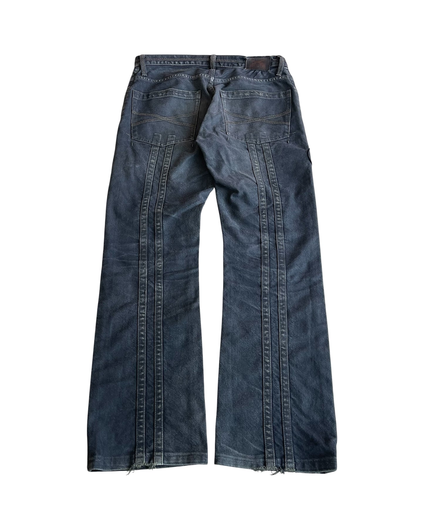 Roarguns 2000s Over-Dyed Racing Love Rock Patches Striped Denim Jeans