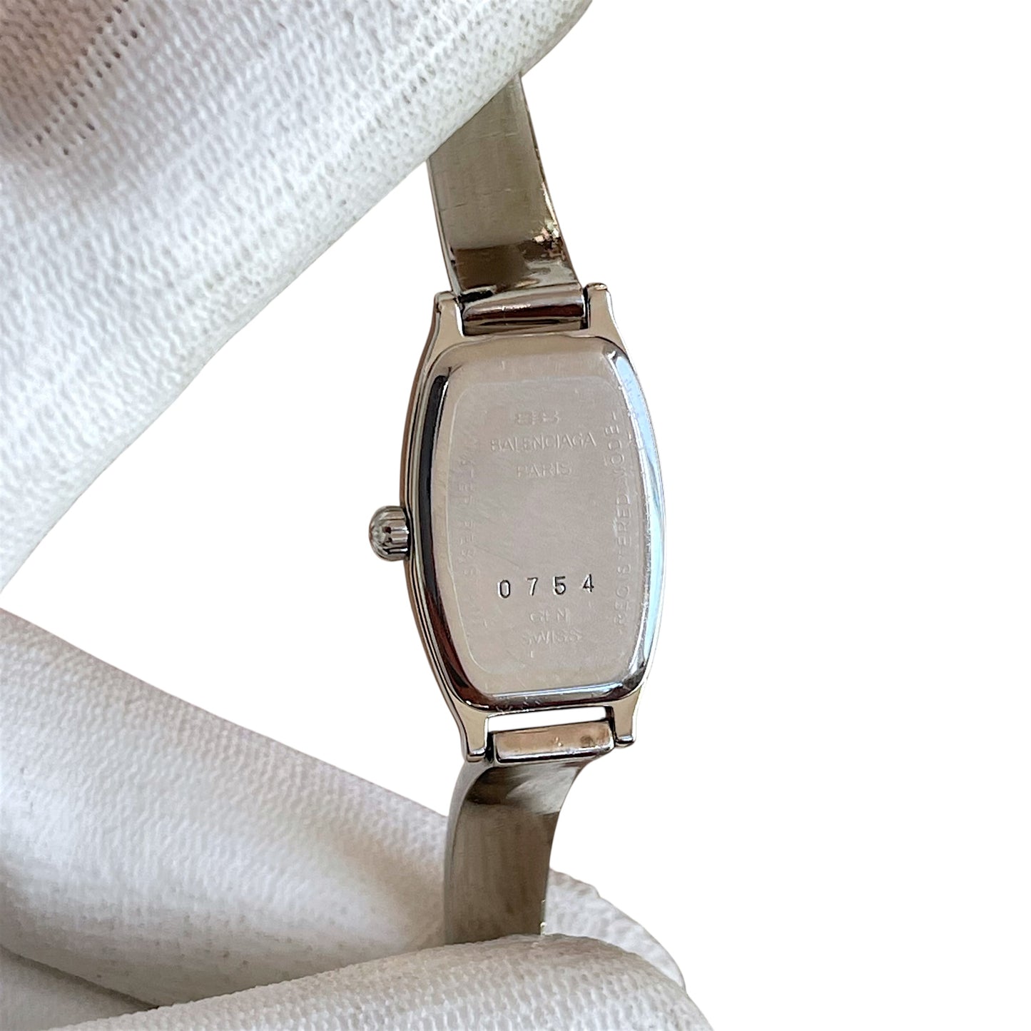 Balenciaga Vintage Blue Dial Bangle BB Clasp Silver Quartz Watch