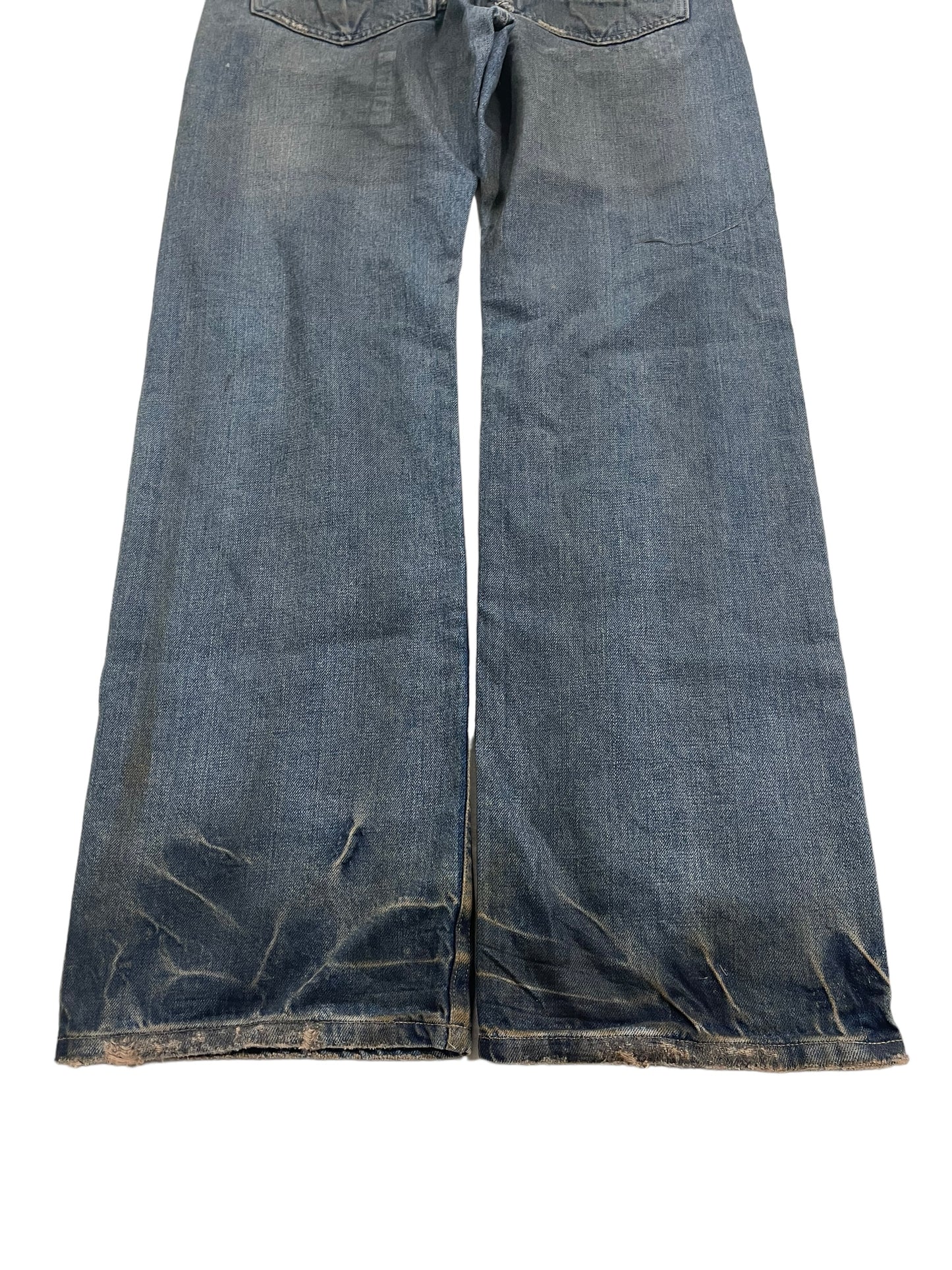 Rick Owens SLAB Waxed Dirt Effect Distressed Denim