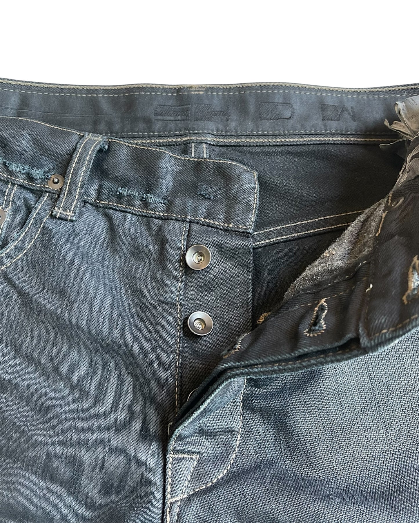 Rick Owens Drkshdw Triple Black Light Wax Denim Jeans