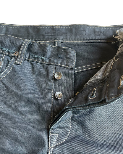 Rick Owens Drkshdw Triple Black Light Wax Denim Jeans