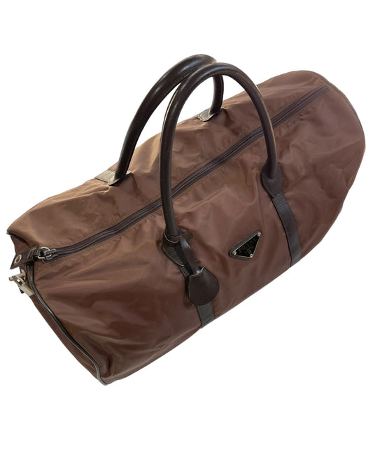 2000 Prada Duffle Luggage Carry On Nylon & Leather Bag