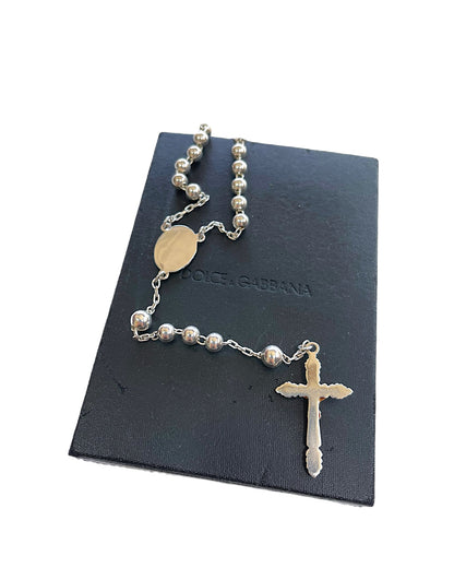 Dolce & Gabbana .925 Sterling Silver Cross Rosary Necklace