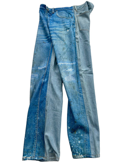 Talking About The Abstraction Trompe l'oeil Distressed Dirt Illusion Print Hybrid Denim