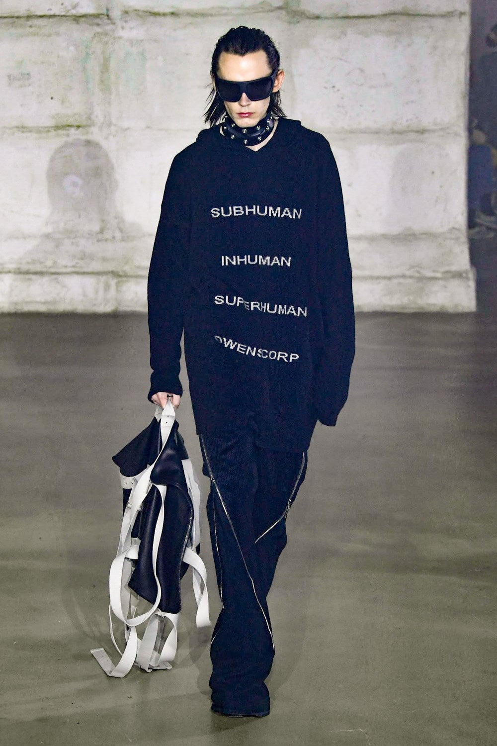 Rick Owens FW22 'Strobe' Human Cashmere Intarsia Hoodie