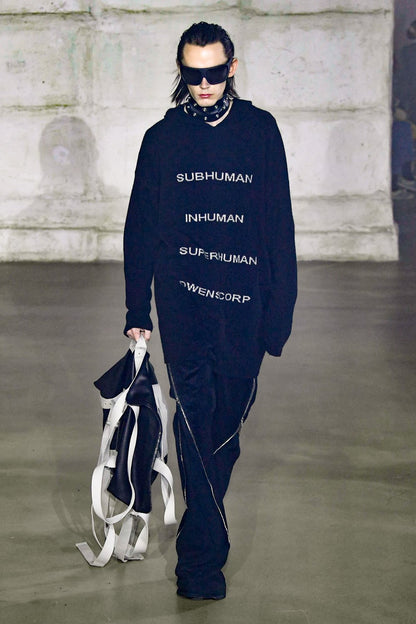 Rick Owens FW22 'Strobe' Human Cashmere Intarsia Hoodie