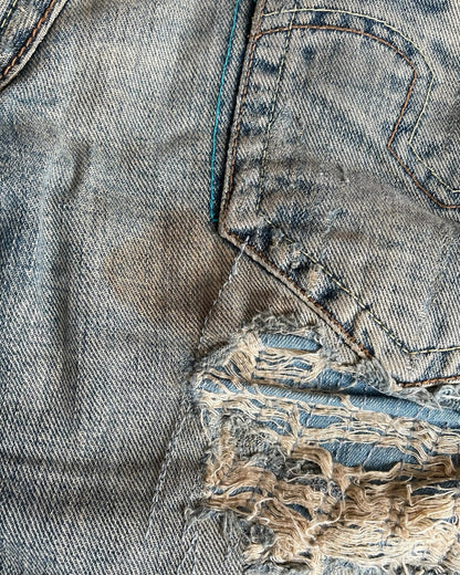 Tornado Mart 00s Distressed Repair Flare Denim Jeans
