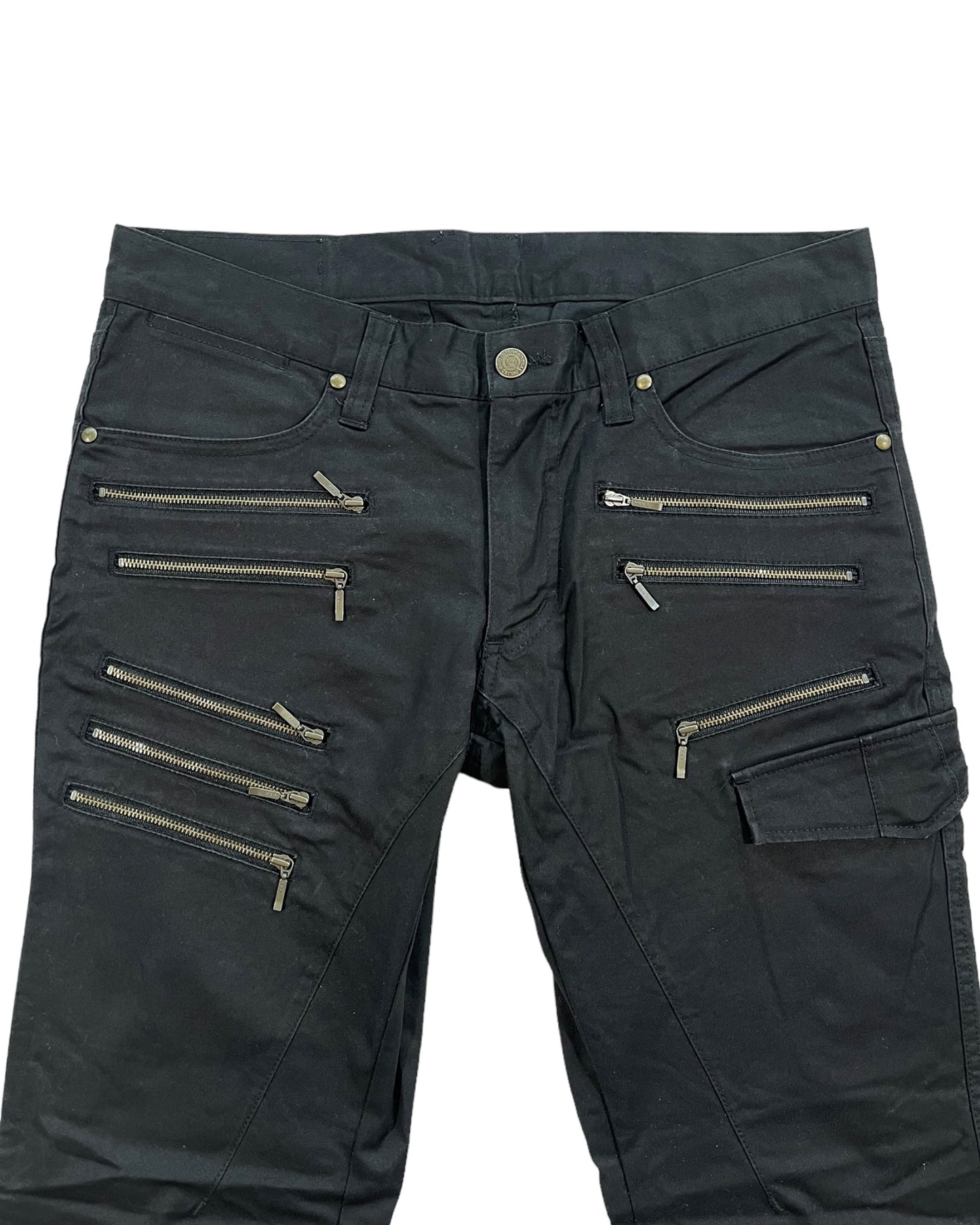 Tornado Mart Multi-Zip Pockets Flare Pants