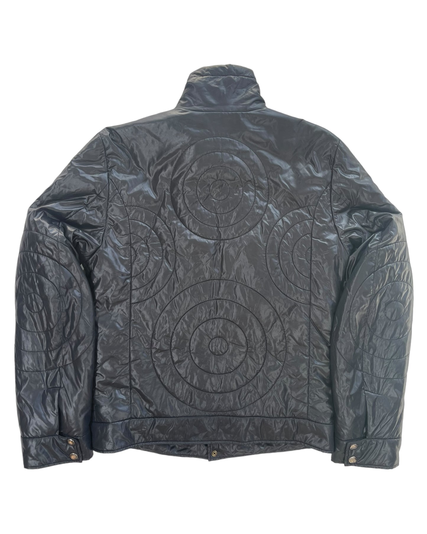 2000s Dolce & Gabbana Glossy Circular Pattern Nylon Padded Jacket