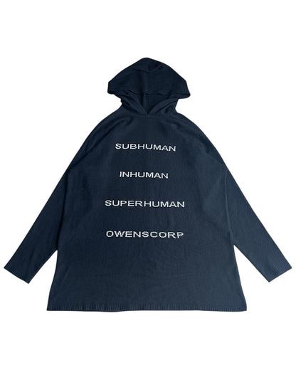 Rick Owens FW22 'Strobe' Human Cashmere Intarsia Knit Hoodie