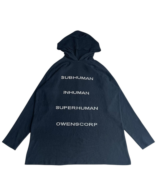 Rick Owens FW22 'Strobe' Human Cashmere Intarsia Knit Hoodie