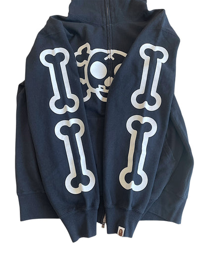Bape Baby Milo 2006 Skeleton Bones Full Zip Hoodie Sweatshirt