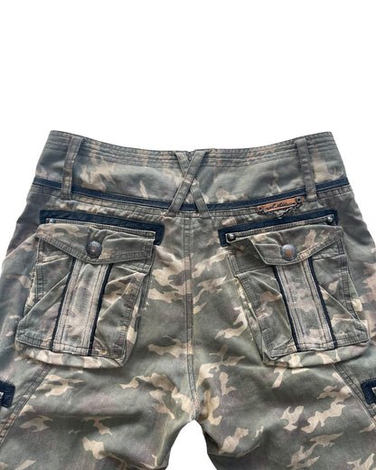 14th Addiction Goat Leather Trim Coin Button Military Cargo Pants