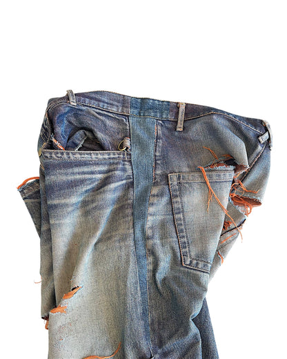 Beauty:Beast 00s Orange Yarn Thrashed Distressed Denim