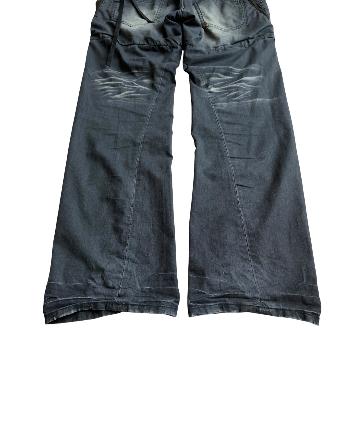 PPFM 2000s Double Waist Leather Tassel Floral Pants