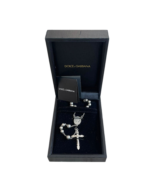 Dolce & Gabbana .925 Sterling Silver Cross Rosary Necklace