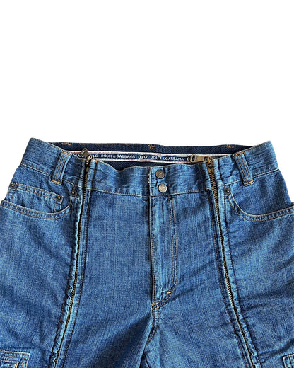 Dolce & Gabbana SS03 Full Length Zipper Cargo Denim