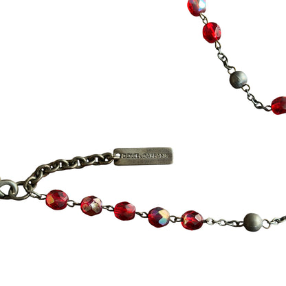 Dolce & Gabbana Red Crystal Rosary Alloy Cross Necklace