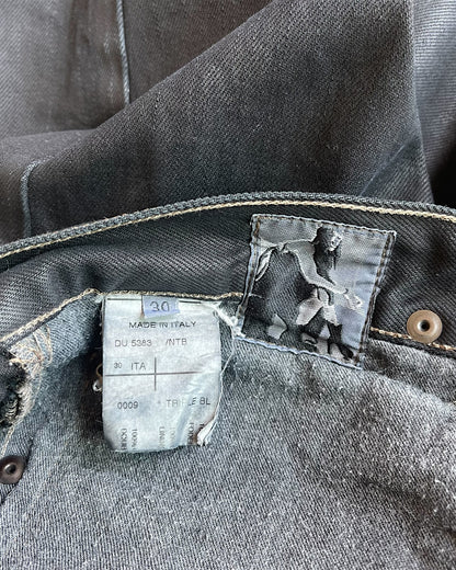 Rick Owens Drkshdw Triple Black Light Wax Denim Jeans