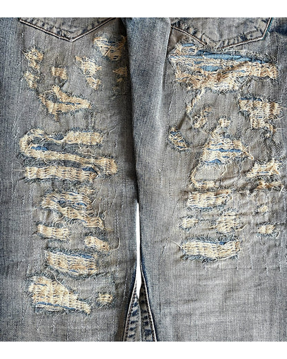 Tornado Mart 00s Distressed Repair Flare Denim Jeans