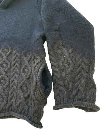 Talking About The Abstraction Gradient Texture Hybrid Hair Cable Knit Hoodie