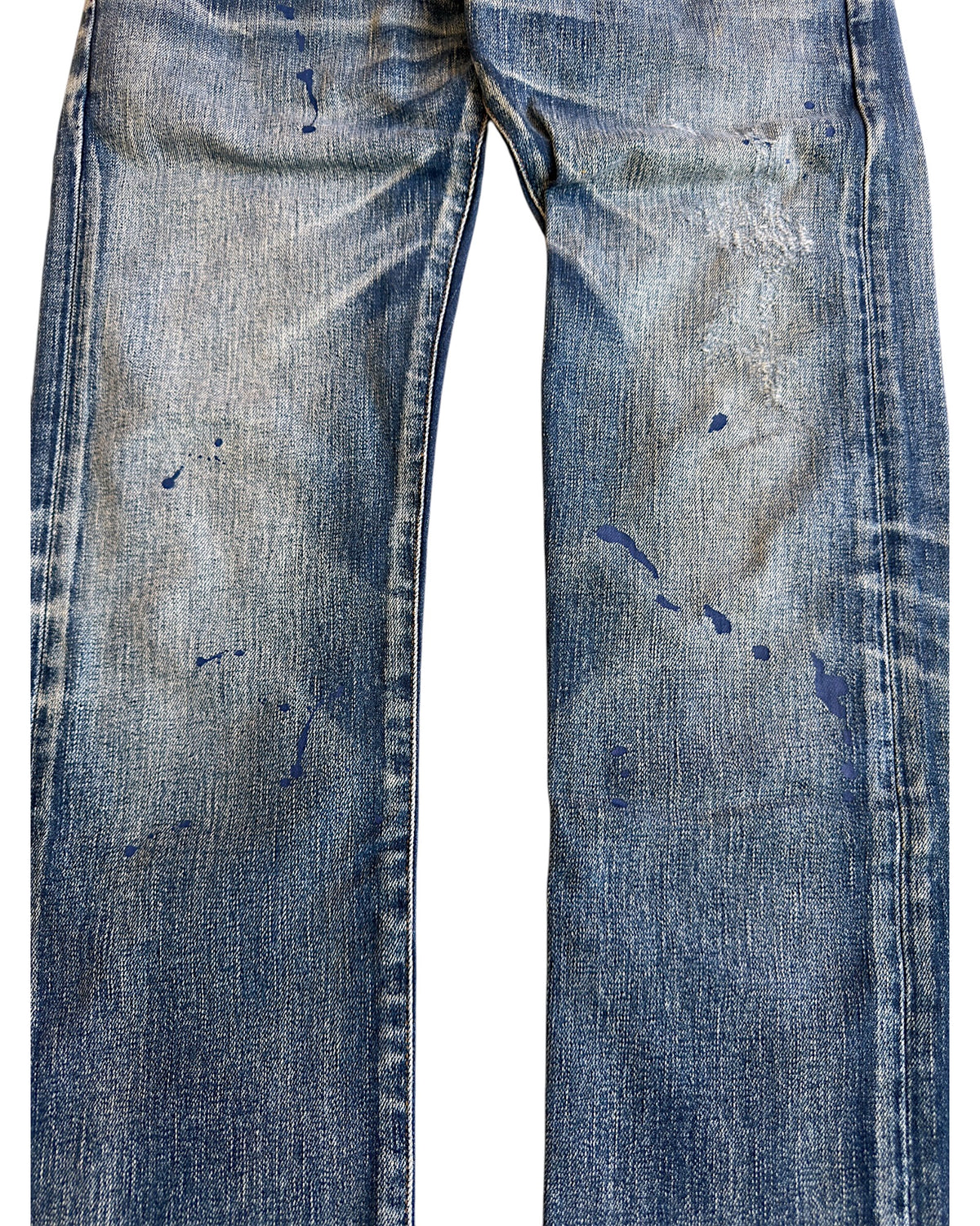 Dior Homme SS11 Ink Me Paint Splatter Blue Washed Denim Jeans