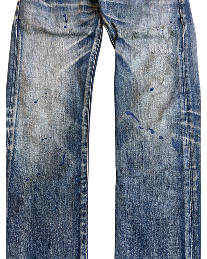 Dior Homme SS11 Ink Me Paint Splatter Blue Washed Denim Jeans